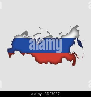RUSSIA Map with flag in body Stock Vector