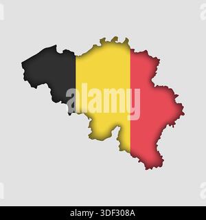 BELGIUM Map with flag in body Stock Vector