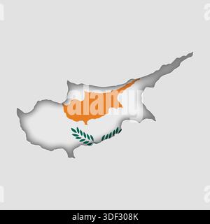 CYPRUS Map with flag in body Stock Vector