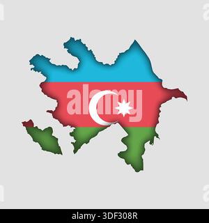 AZERBAIJAN Map with flag in body Stock Vector