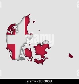 DENMARK Map with flag in body Stock Vector