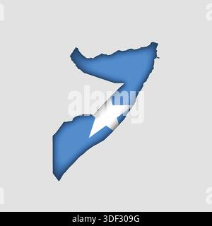 SOMALIA Map with flag in body Stock Vector
