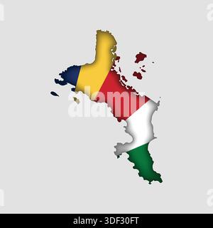 SEYCHELLES Map with flag in body Stock Vector