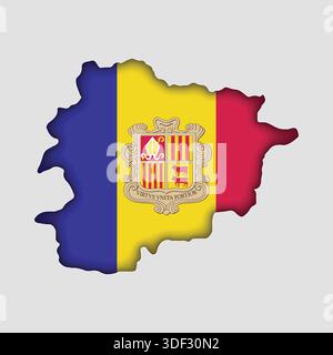 ANDORRA Map with flag in body Stock Vector