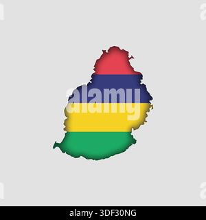 MAURITIUS Map with flag in body Stock Vector