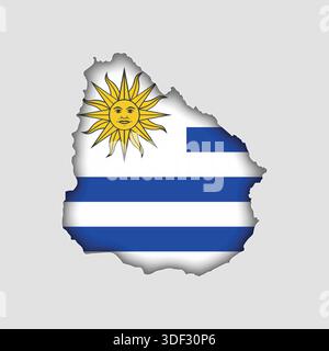 Uruguay Map with flag in body Stock Vector