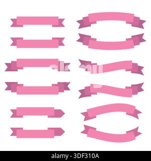 Frame Set of Various Simple Ribbons Isolated On White Background Stock Vector