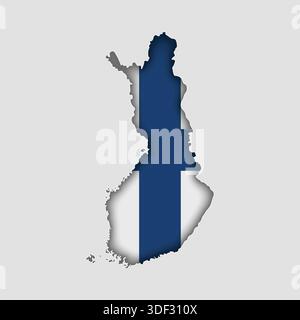 FINLAND Map with flag in body Stock Vector