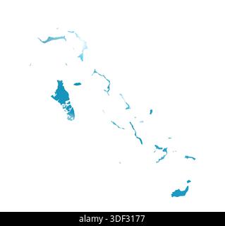 Map of BAHAMAS with Beautiful Sun and Clouds in Body Stock Vector