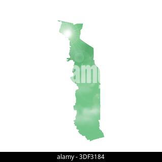 Map of TOGO with Beautiful Sun and Clouds in Body Stock Vector