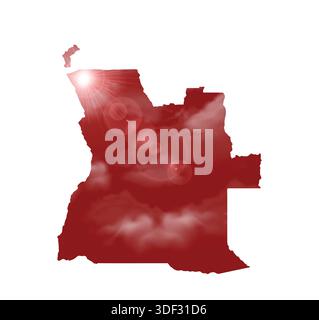 Map of ANGOLA with Beautiful Sun and Clouds in Body Stock Vector