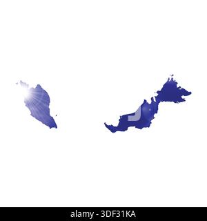 Map of MALAYSIA with Beautiful Sun and Clouds in Body Stock Vector