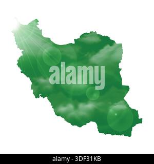 Map of IRAN with Beautiful Sun and Clouds in Body Stock Vector