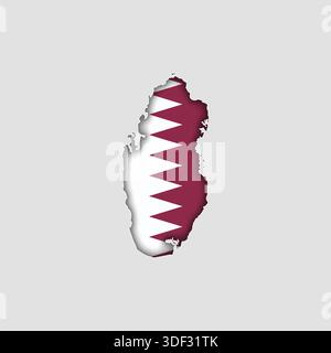 QATAR Map with flag in body Stock Vector