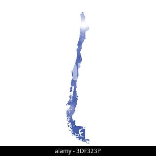 Map of CHILE with Beautiful Sun and Clouds in Body Stock Vector