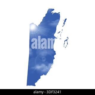 Map of BELIZE with Beautiful Sun and Clouds in Body Stock Vector