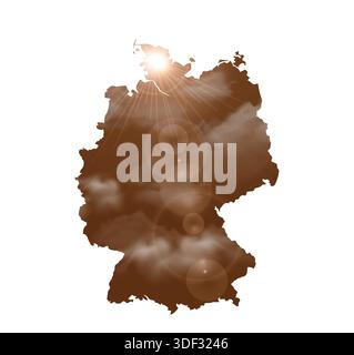 Map of GERMANY with Beautiful Sun and Clouds in Body Stock Vector