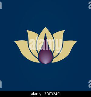Lotus flower eco gold logo vector Stock Vector