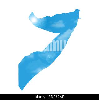 Map of SOMALIA with Beautiful Sun and Clouds in Body Stock Vector