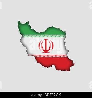 IRAN Map with flag in body Stock Vector