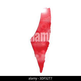 Map of PALESTINE with Beautiful Sun and Clouds in Body Stock Vector