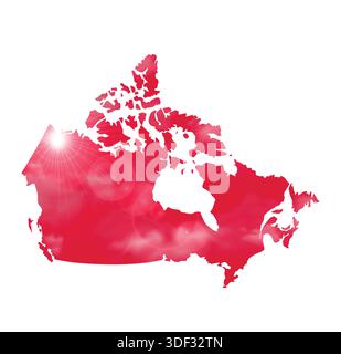 Map of CANADA with Beautiful Sun and Clouds in Body Stock Vector