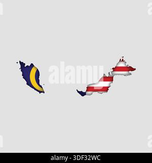 MALAYSIA Map with flag in body Stock Vector