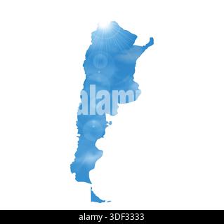 Map of ARGENTINA with Beautiful Sun and Clouds in Body Stock Vector