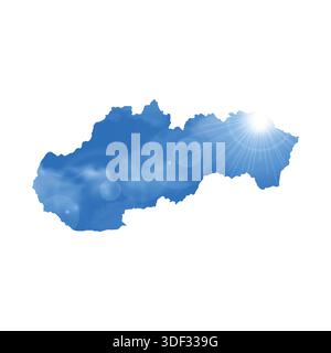 Map of SLOVAKIA with Beautiful Sun and Clouds in Body Stock Vector
