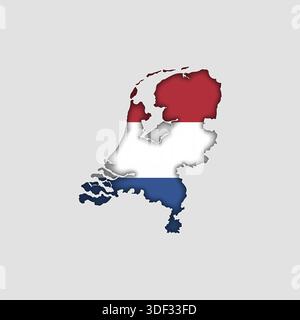 NETHERLANDS Map with flag in body Stock Vector