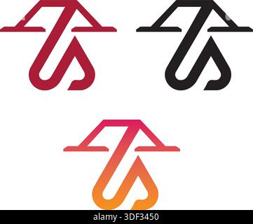 Initial Letter TA Linked Triangle Design Logo Stock Vector