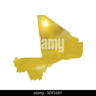 Map of MALI with Beautiful Sun and Clouds in Body Stock Vector