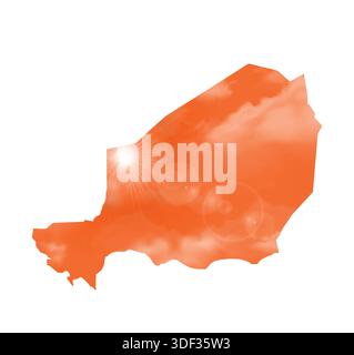 Map of NIGER with Beautiful Sun and Clouds in Body Stock Vector