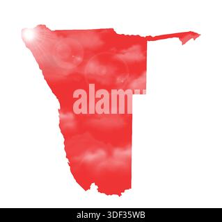 Map of NAMIBIA with Beautiful Sun and Clouds in Body Stock Vector