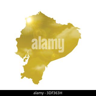 Map of ECUADOR with Beautiful Sun and Clouds in Body Stock Vector