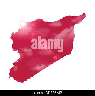 Map of SYRIA with Beautiful Sun and Clouds in Body Stock Vector