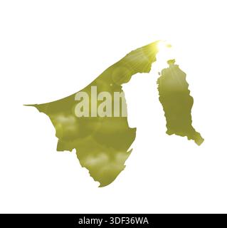 Map of BRUNEI with Beautiful Sun and Clouds in Body Stock Vector