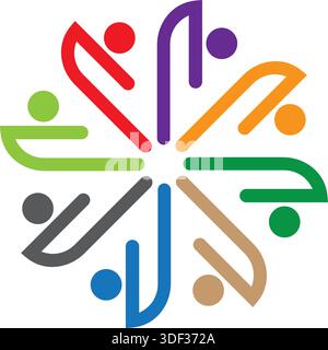 Modern People Community circle business logo design vector Stock Vector