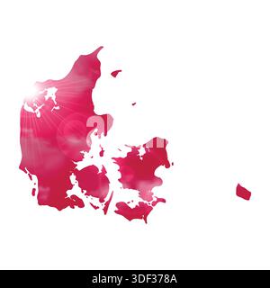 Map of DENMARK with Beautiful Sun and Clouds in Body Stock Vector