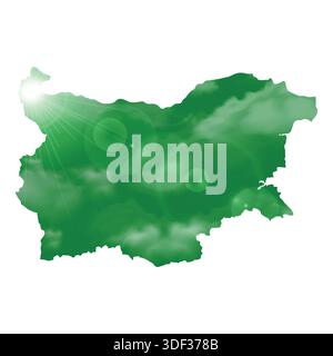 Map of BULGARIA with Beautiful Sun and Clouds in Body Stock Vector