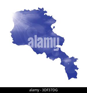 Map of ARMENIA with Beautiful Sun and Clouds in Body Stock Vector