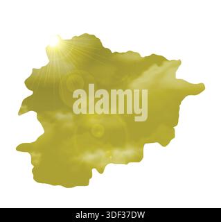 Map of ANDORRA with Beautiful Sun and Clouds in Body Stock Vector