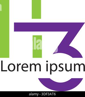 minimalist logo design h3 logo Stock Vector