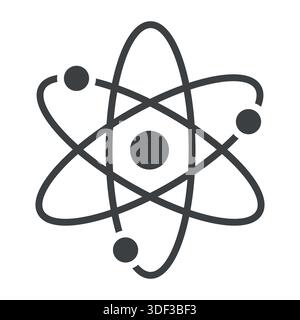 Atom vector icon with Three electrons rotate in orbits around the atomic nucleus Vector illustration Stock Vector
