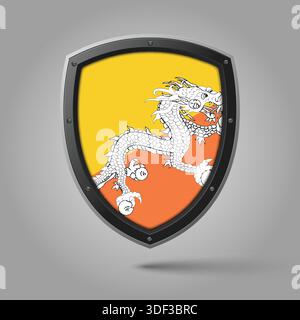 National Shield of BHUTAN Flag with Original color Stock Vector