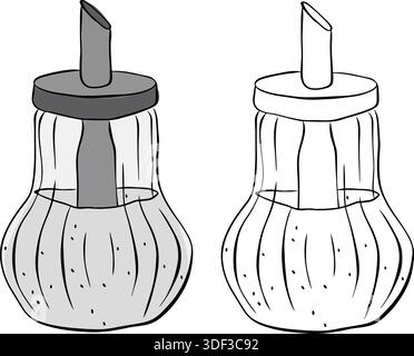 sugar bowl Isolated hand drawn illustration. Vector graphic line ink colored art. For poster, invitation, backdrop, ad, sale promotion, print for t-sh Stock Vector