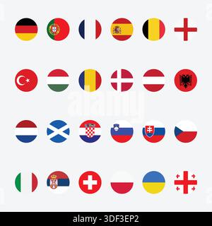 Set of European flags with Original Colors Stock Vector