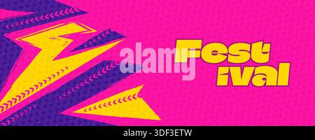 Colorful Abstract Pop Art Background with Lightning Bolt Shapes. Creative Energetic Banner Suitable for Festivals, Events, Promotions Stock Vector