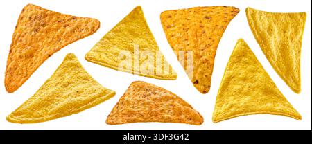 Spicy corn chips, hot mexican nachos isolated on white background Stock Photo