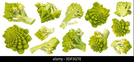 Romanesco cabbage or broccoli slices isolated on white background with clipping path, full depth of field Stock Photo
